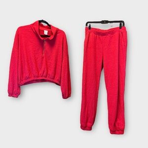 Project Social T | The Changes Cozy 2-Piece Set in Red | Top: M, Bottoms: L